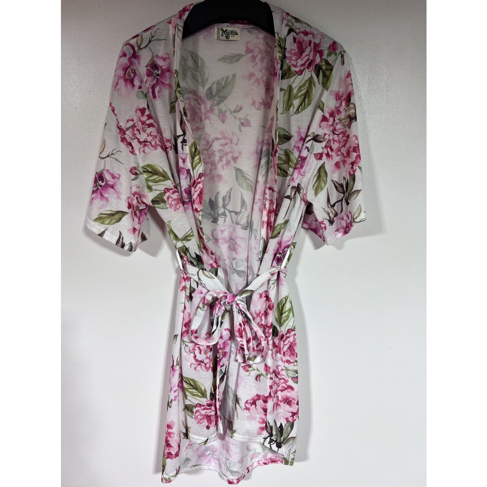 Show Me Your MuMu Brie Robe  OS One Size white floral tie waist belt